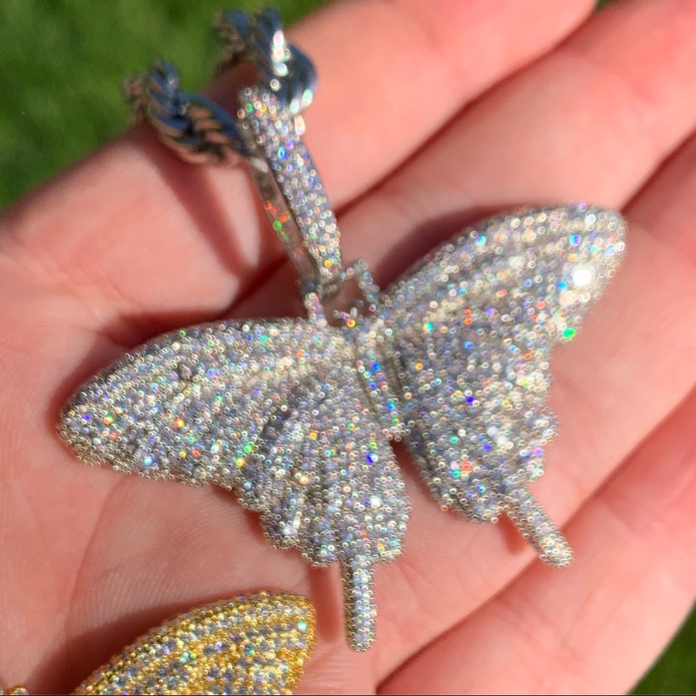 Silver Butterfly Pendant + Rope Chain